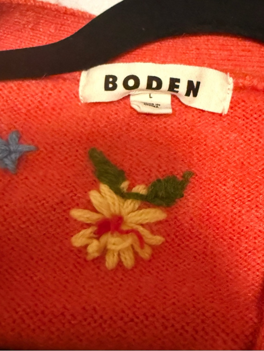 Boden Coral Knit Cardigan with Embroidered Floral Detail - Picture 4 of 7